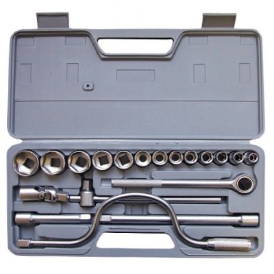Набір торцевих шестигранних головок 1/2” 10, 11, 12, 13, 14, 15, 17, 19, 22, 24, 27, 30, 32 мм ВІЗ-3В 20 предметів у пластмасовій валізі