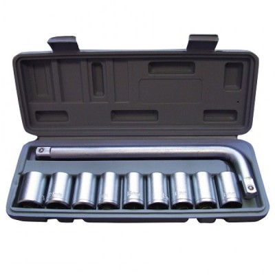 Набір торцевих шестигранних головок 1/2″ 8, 10, 11, 12, 13, 14, 17, 19, 21 мм ВІЗ-1В 11 предметів у пластмасовій валізі