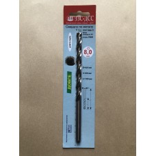 Свердло 8,0 мм Ц/Х довга серія Р6М5 А1 у блістері