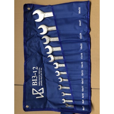 Набір ключів гайкових 6×7, 8×9, 10×11, 12×13, 14×15, 16×17, 18×19, 20×22, 21×23, 24×27, 25×28, 30×32 мм ВІЗ-12а у сумці